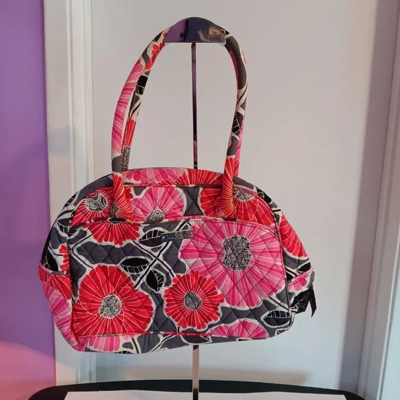 VERA BRADLEY BOWLER BAG CHERRY BLOSSOM PATTERN - Picture 4 of 7